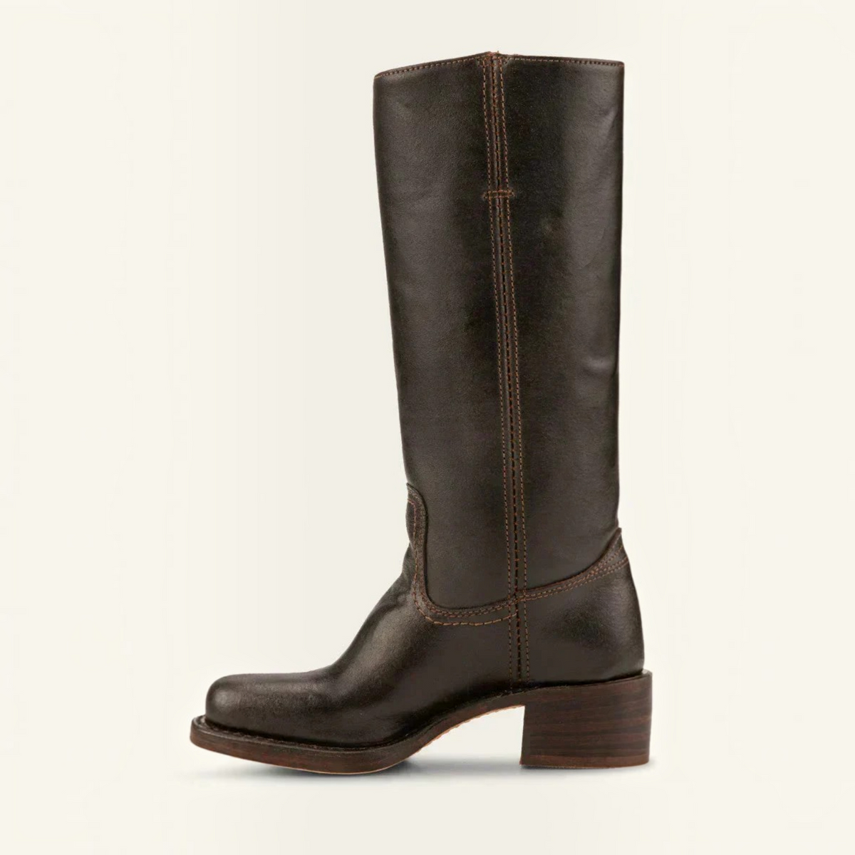 Mid Calf Boots with Block Heel and Closed Toe, Pull On Entry