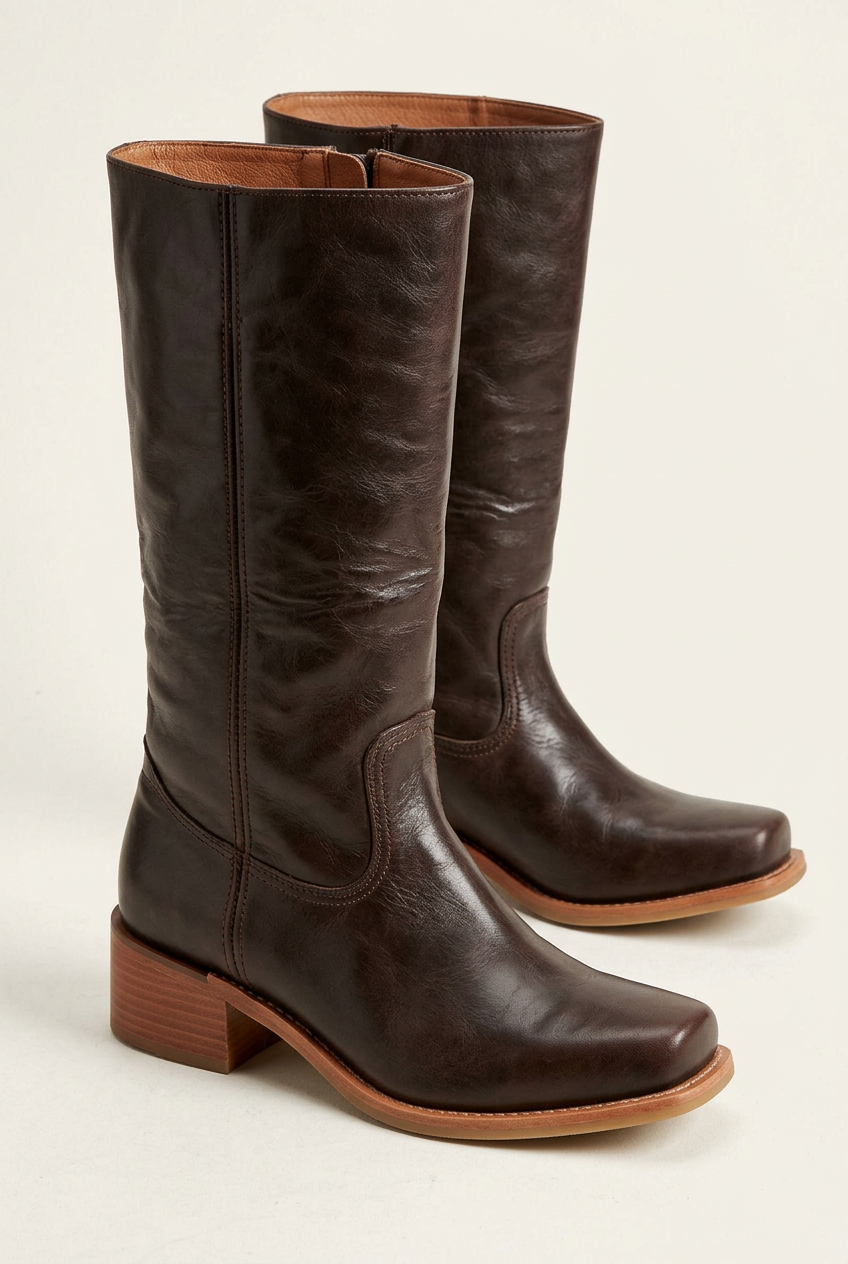 Trendy women's mid-calf boots with a block heel, offering both elegance and walking comfort.
