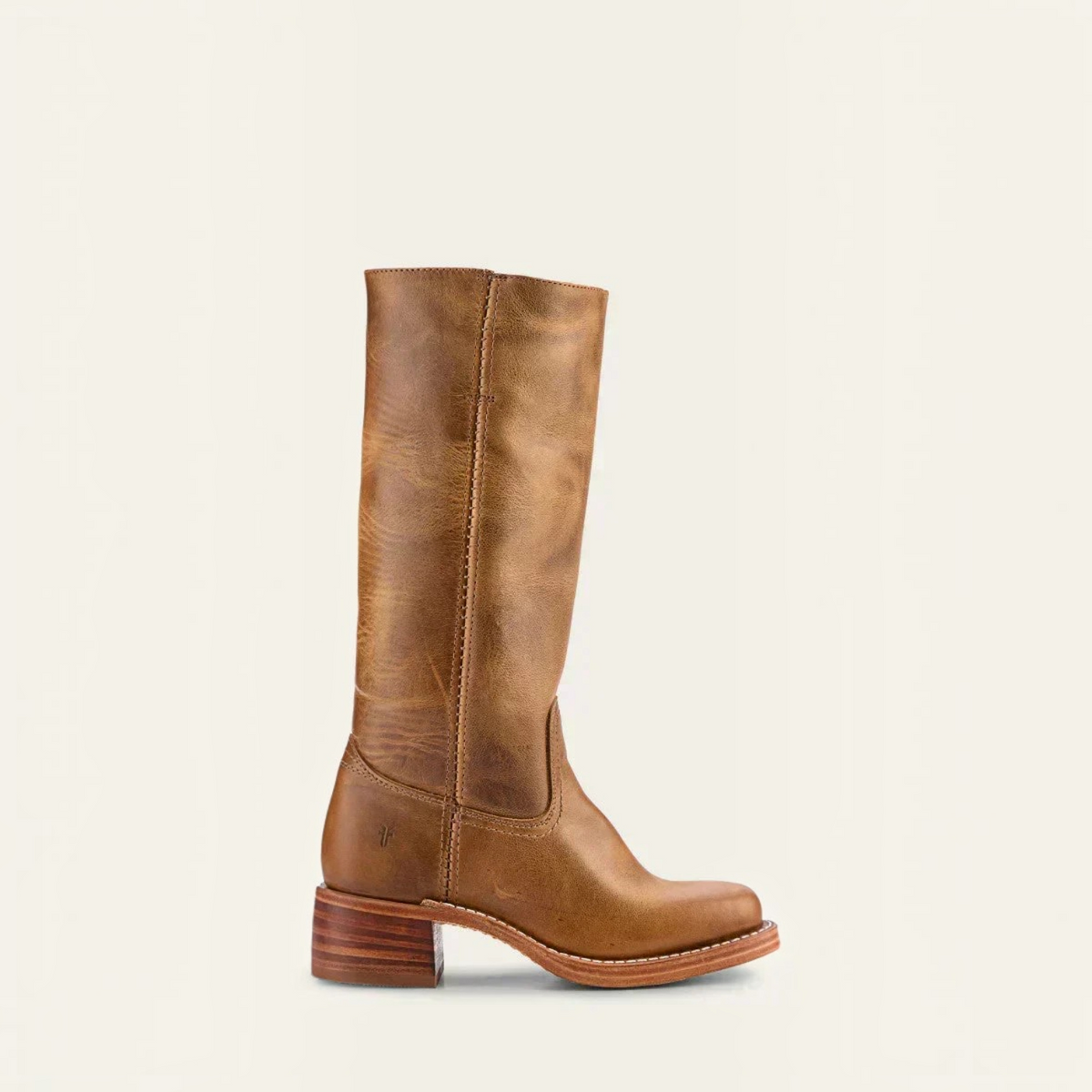 Mid Calf Boots with Block Heel and Closed Toe, Pull On Entry