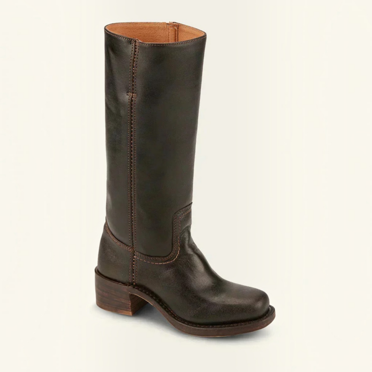 Mid Calf Boots with Block Heel and Closed Toe, Pull On Entry