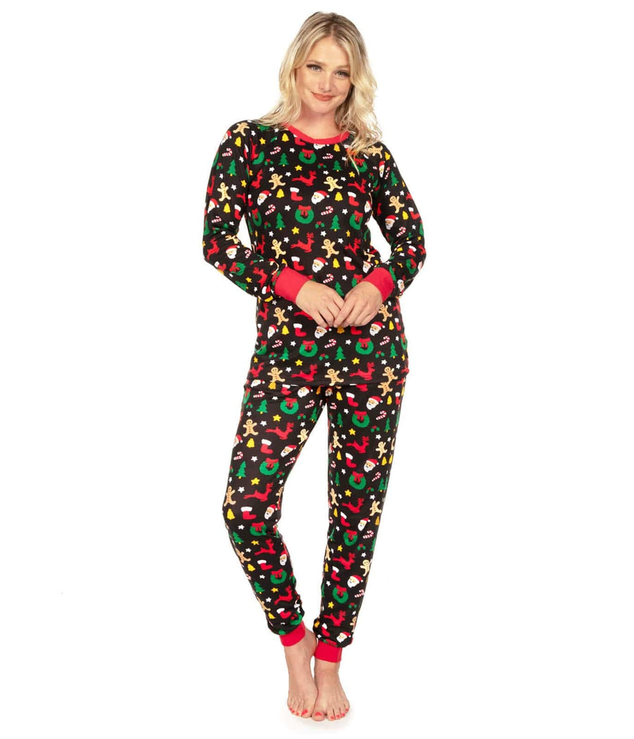 Cookie Cutter Holiday Pajamas for Women with Drawstring Pants and Side Pockets