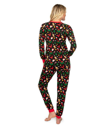 Cookie Cutter Holiday Pajamas for Women with Drawstring Pants and Side Pockets