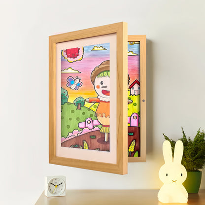 Artwork Display Frame with Magnetic Latch and 150-Sheet Storage Compartment
