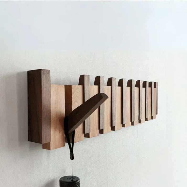 Wooden Piano Coat Rack - HarmonyCoat-Walnut and beech wood-4 hooks-Nora Luxe