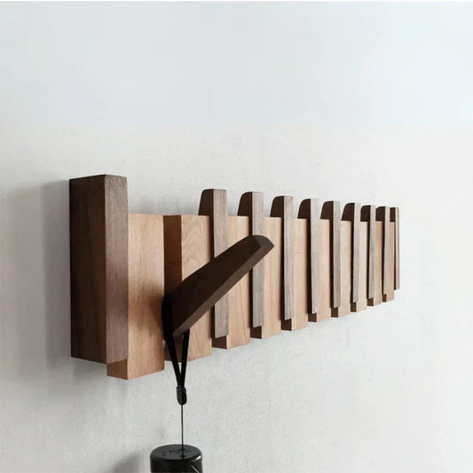 Wooden Piano Coat Rack - HarmonyCoat-Walnut and beech wood-4 hooks-Nora Luxe