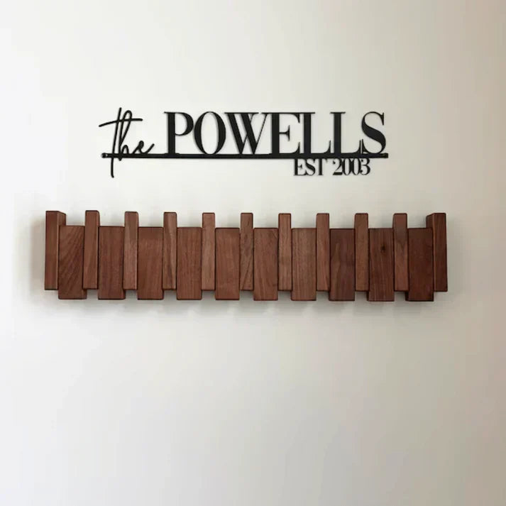 Wooden Piano Coat Rack - HarmonyCoat-Walnut Wood-4 hooks-Nora Luxe