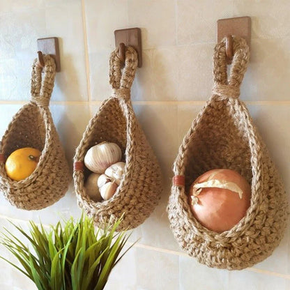 Woven Hanging Basket – Rustic Home Storage & Organization