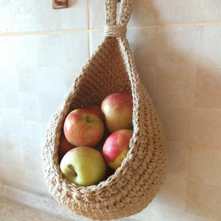 Woven Hanging Basket – Rustic Home Storage & Organization
