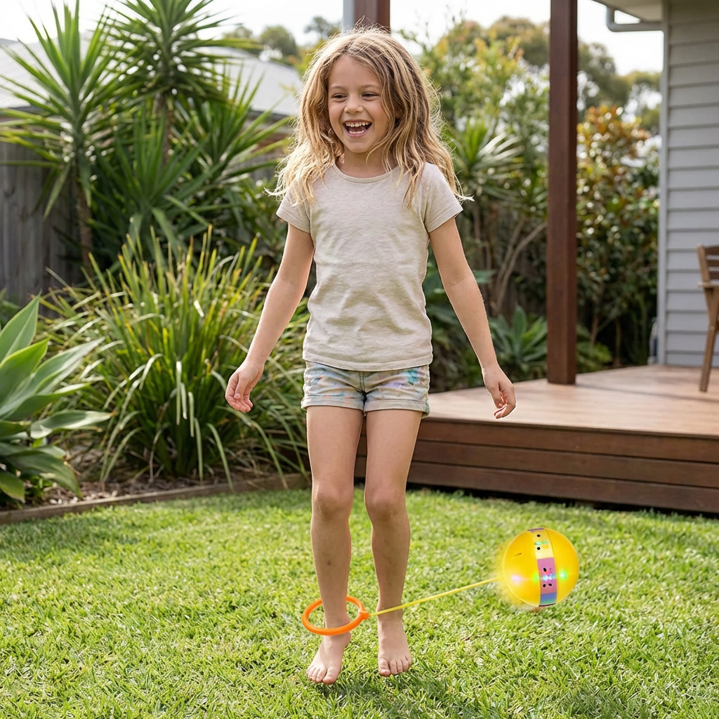 LED Skip Ball with Ankle Strap and Glowing Lights for Active Kids